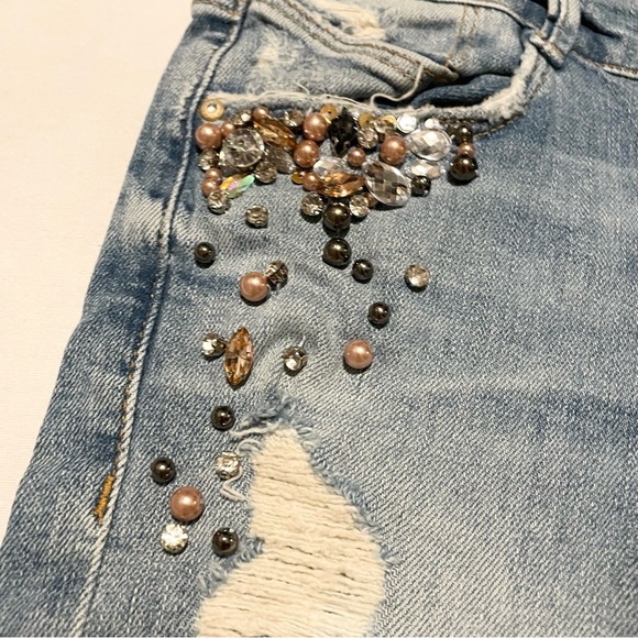 Zara Trafaluc Distressed Blue Jeans Womens Size 4 - Picture 3 of 16